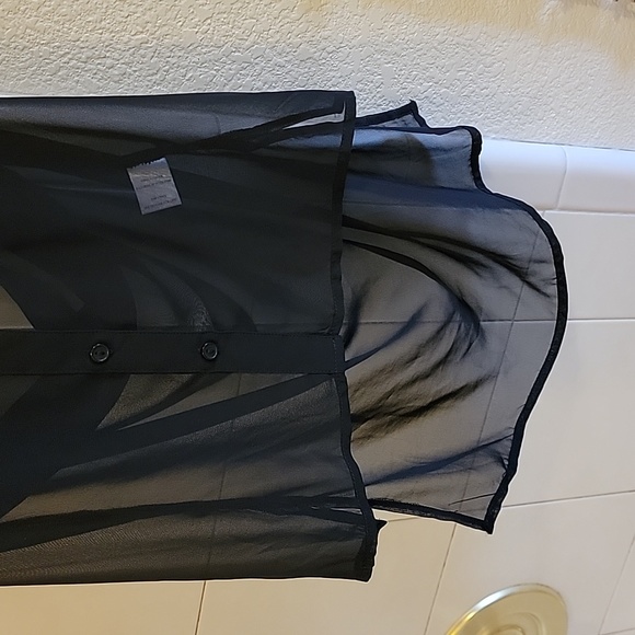 Sheer Studded Black Button-Up Vest - Picture 3 of 5